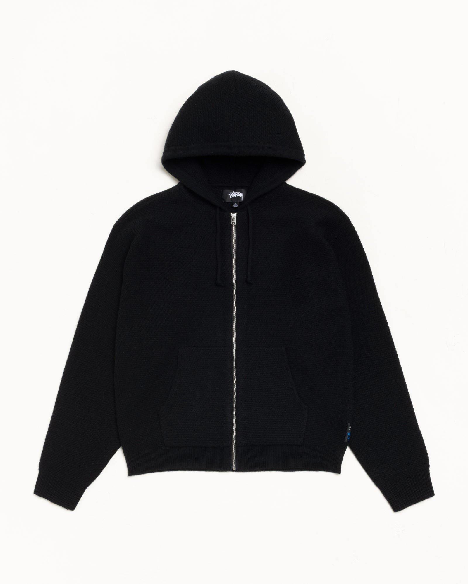 TEXTURED ZIP HOODED SWEATER